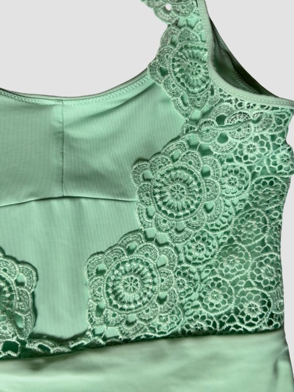 Aerie Green Lace One Piece Swimsuit Sexy Halter Tie Lace Back Womens Size S/P - Picture 4 of 9